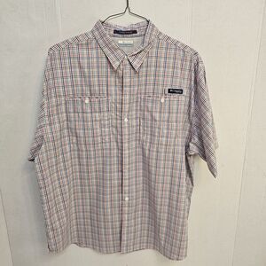Columbia Omni Shade Short Sleeve Plaid Shirt XXL Fishing Utility Button Up W507